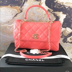 CHANEL, Bags, Chanel Trendy Cc Medium Leather Top Handle Chain Shoulder  Bag